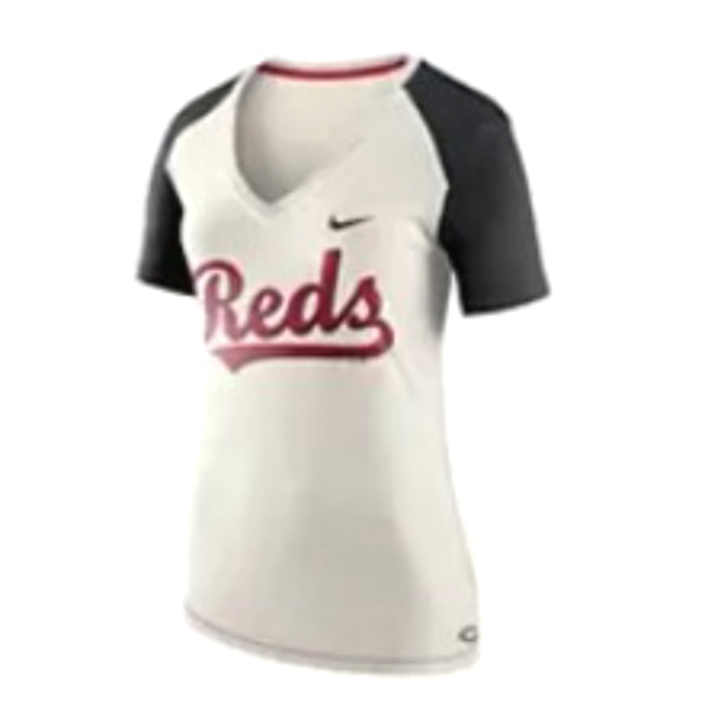 Nike Women's Cincinnati Reds Athletic V-Neck Top - Medium